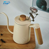 600ml Gooseneck Pour Over Coffee Kettle 304 Stainless Steel Slender Spout Wooden Handle Coffee Dripper