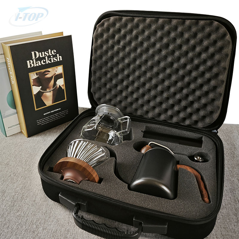 Portable Travel Box Camping Metal Coffee Kettle Dripper Grinder All in 1 Coffee Kits Pour Over Coffee Maker Set Gift