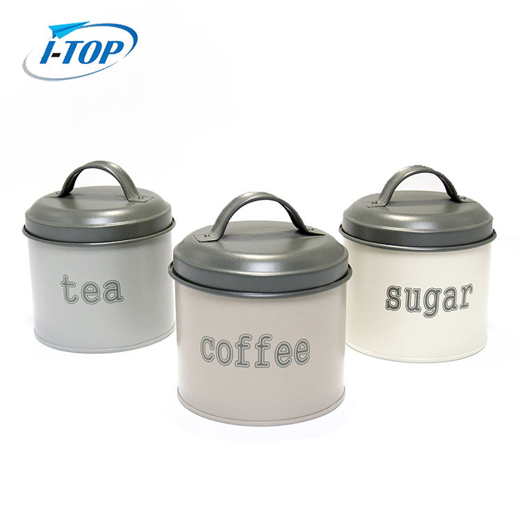 Kitchen storage stainless steel tea coffee sugar canister sets with Lid