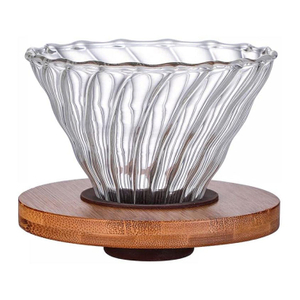 Glass Threaded Pour Over Coffee Filter Coffee Dripper with Walnut Pad