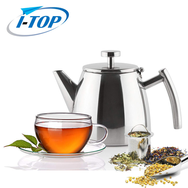 Stainless Steel tea pot Double walled 1.2L Keeps tea hot for a long time with tea infuser Teapot