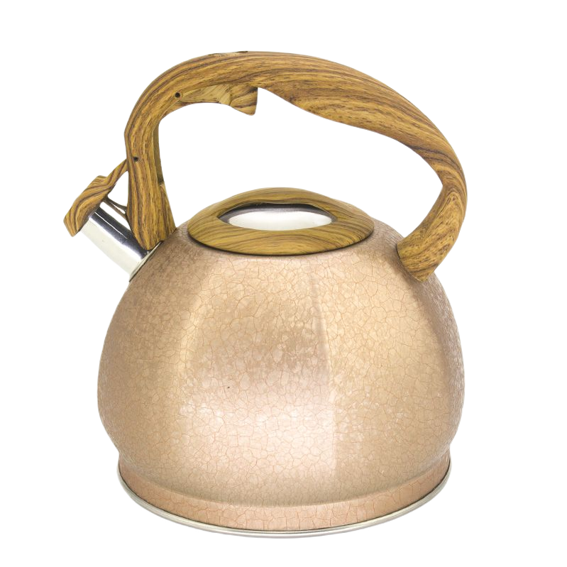 IT-CP1020 High Quality Silver Color Painting whistling kettle with wooden handle