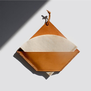 Handmade Full Grain Leather Coffee Filter Paper Holder Minimalist Home Decoration