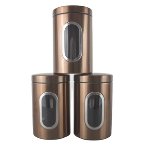 Airtight Metal Stainless Steel Kitchen Container Tea Sugar Coffee Bean Storage Canister Set With Lids