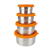Eco Friendly Bento Lunch Box Set of 4 Stainless Steel Leakproof Food Storage Box for kids Sauce Soup Container with Silicone Lid