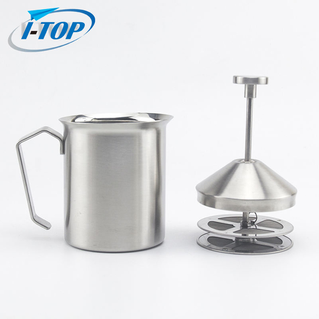 Coffee Cappuccino Latte Chocolate Double Filter Screen 304 Stainless Steel Handheld Manual Milk Frothing Pitcher