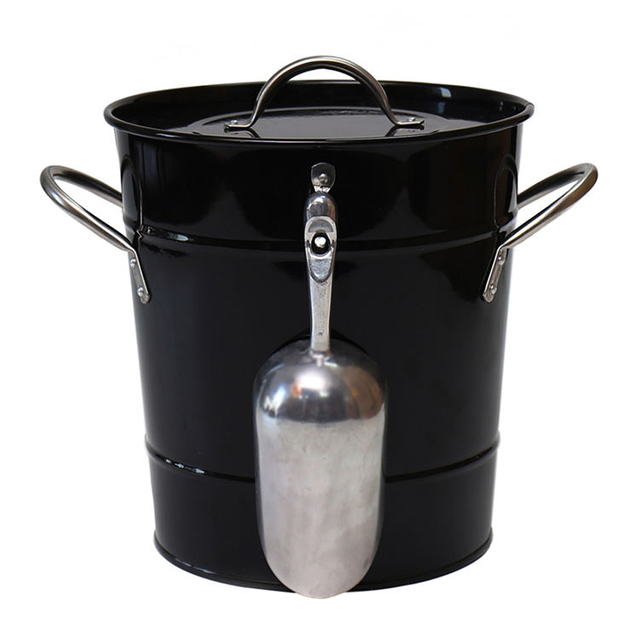 Ice Storage with Lid Scoop and Carry Handles for Parties Backyard Barbecues Picnics Camping Galvanized Steel Ice Bucket