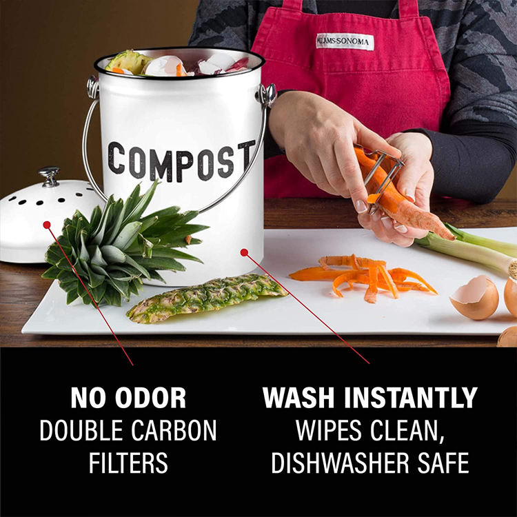 Kitchen Compost Bin for Kitchen Countertop - 1.0 Gallon Compost Bucket with Lid for counter-top breeding fertilizer