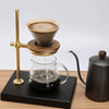Wholesale copper coffee filter holder pot drip filter holder Walnut wooden base adjustable height
