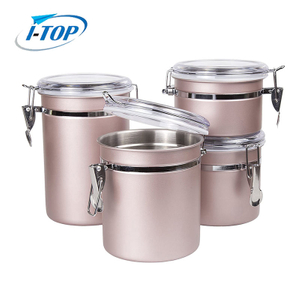 stainless steel canister tea coffee metal air tight container sets jar