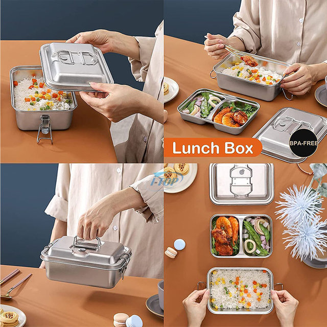 Wholesale Adults & Kids Leakproof Lunch Bento Box food storage container 304 Stainless Steel Lunch Box with Lid