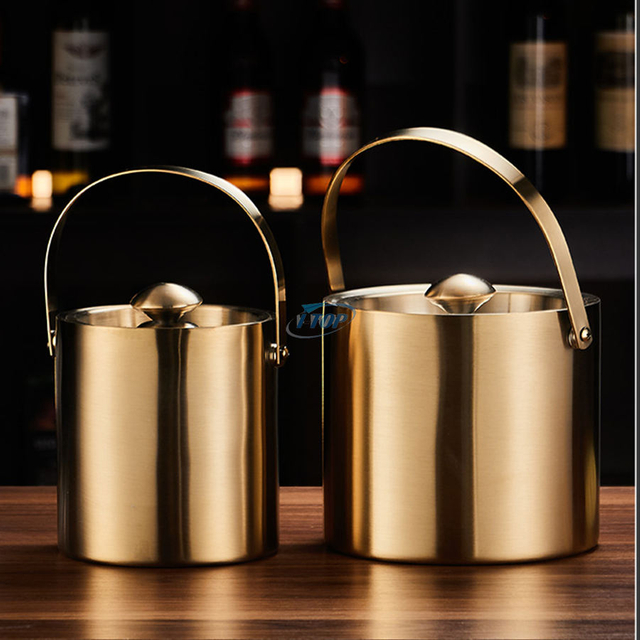 Perfect Gift 4L Portable Champagne Wine Chiller Outdoor Ice Bucket Double Walled Stainless Steel Ice Bucket For BBQ