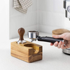 Wood Coffee Tamper Station - 51mm Tamper Holder for Espresso Machine Accessories - Wooden Portafilter Stand for Coffee Shop