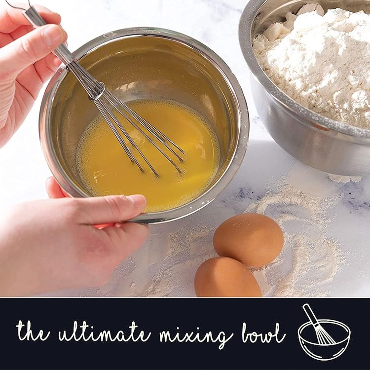 Factory Direct Cheap Price Salad Bowl Beat Eggs Basin With Silicone Airtight Lid Grater Mixing Bowl Set Stainless Steel Mixing B