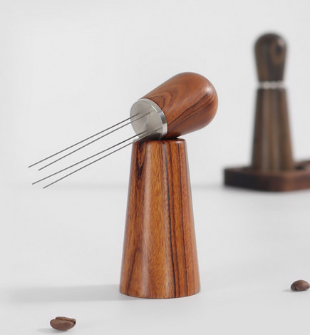 Espresso Coffee Distribution Tool Sandalwood Handle and Base Professional Espresso WDT Tool Coffee Needle Stirrer