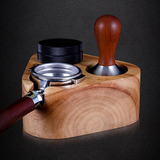 Portafilter Stander Coffee Tamper Mat Wood Holder, Coffee Tamper Holder, Wooden Coffee Holder