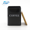 High Grade Metal tea coffee sugar Container Kitchen Food Storage Canister Set With Wooden Lid Jar