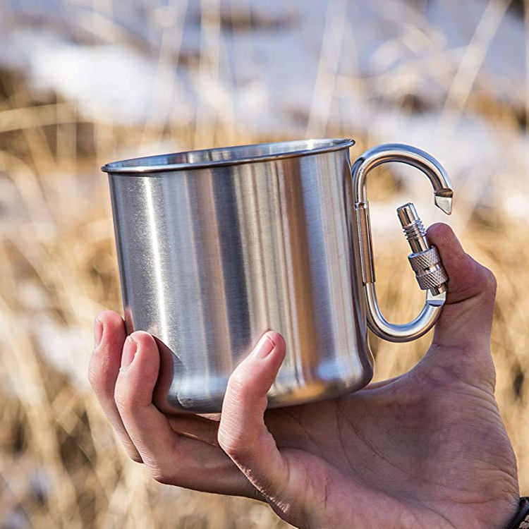 carabiner mug wholesale double wall stainless steel coffee cup camping tumblers With Carabiner Mug