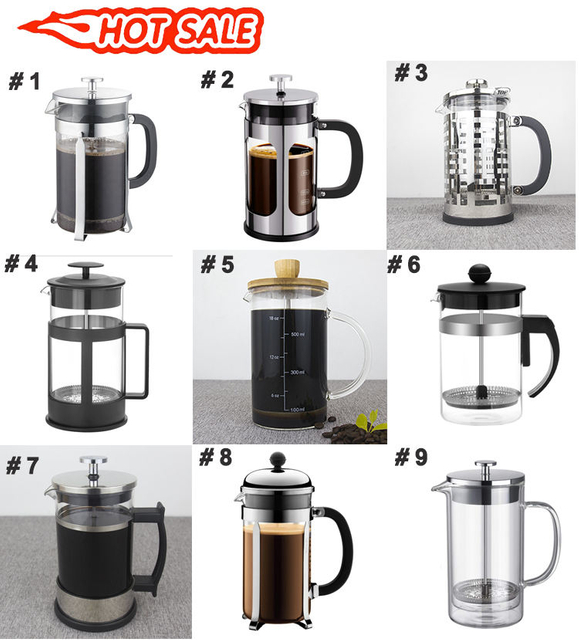 Hot Selling Portable Travel French Press Coffee Maker Glass French Press With Bpa Free Plastic Flame