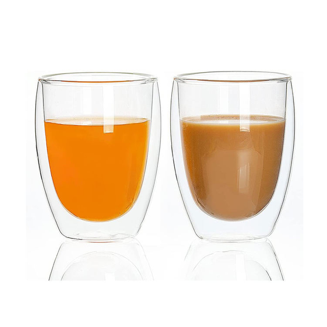 Glass Coffee Mugs Set Double Wall Insulated Cups Large Mugs for Tea Latte Cappuccino Borosilicate Clear Glass Cups