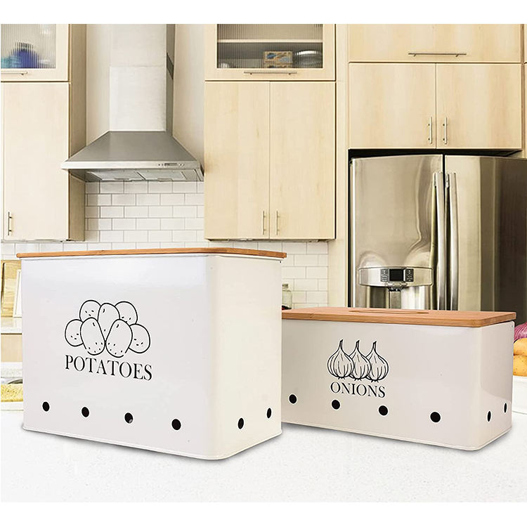 Onions Potatoes and Garlic Storage Box Canisters Set Storage Box