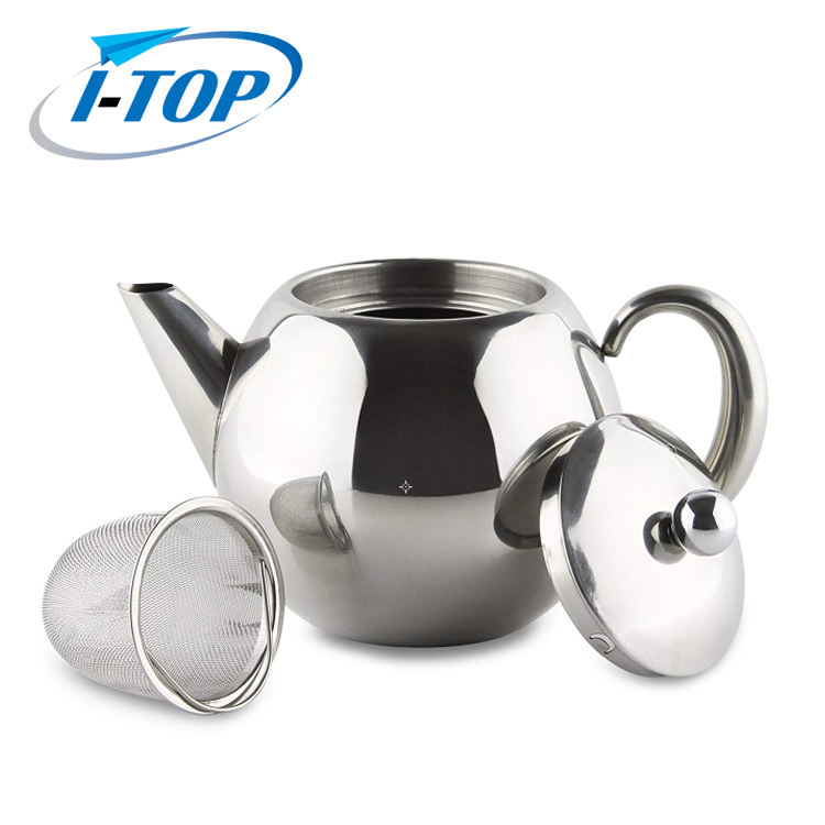 1L 1.5L Teapot Silver Stainless Steel Coffee Pot with Filter Egg Large Capacity Tea Pot