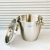 Single-Wall Stainless Steel metal Ice Bucket With ice scoop with handy two bomb handle