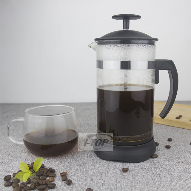 I-TOP GFP08 Upgraded Durable Heat Resistant Glass Coffee Pot French Press with Stainless Steel Stand and Handle
