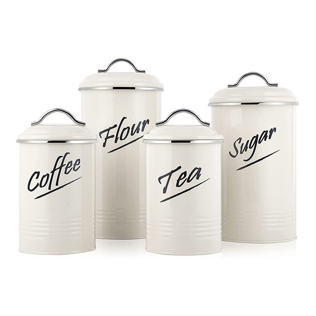 Food Storage Containers Set of 4 with Airtight Lid Kitchen Storage Canisters for Flour Sugar Tea Coffee