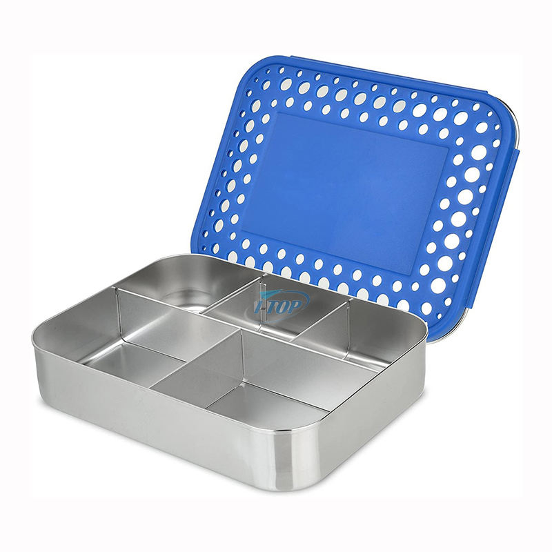 Custom Logo Dishwasher Safe BPA free Kids Stainless Steel Leak Resistant Lunch Box with Latches