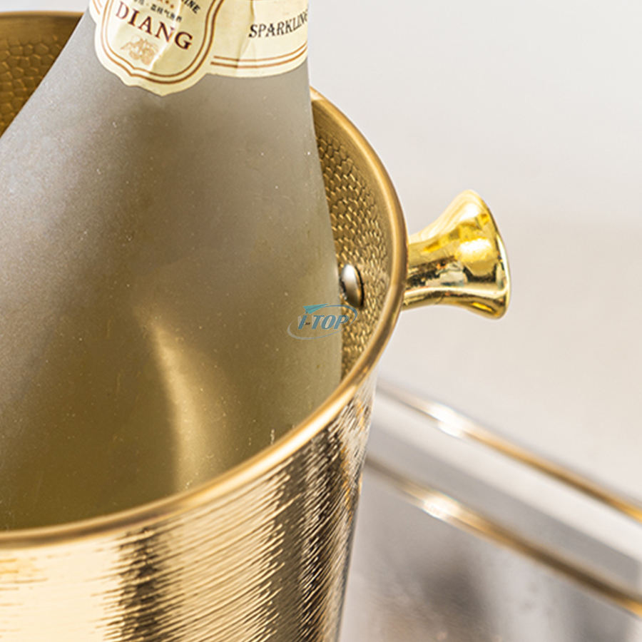 Custom Logo 5.35 Gallons stainless steel ice bucket Metal Drink Tub Twine Ice Bucket With Lid And Ice Scoop