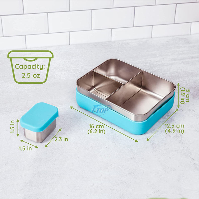 New Arrival leakproof 3 compartments school kids bento style food storage container lunchbox stainless steel bento lunch box for