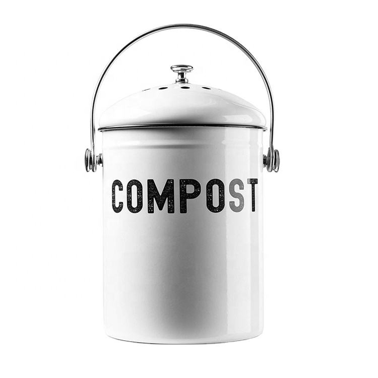 Compost Bin Kitchen Counter 1.3 Gallon Indoor Kitchen Gavinizational Zinc Metal Compost Bin with Lid Sealed