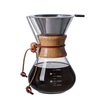 Hot Selling Pour Over Coffee Maker High Borosilicate Glass Carafe With Paperless Stainless Steel Coffee Drip And Wood Sleeve
