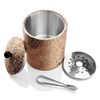 hotel room pu leather mini small beer wine champagne stainless steel ice bucket wine chiller cooler ice bucket with tong