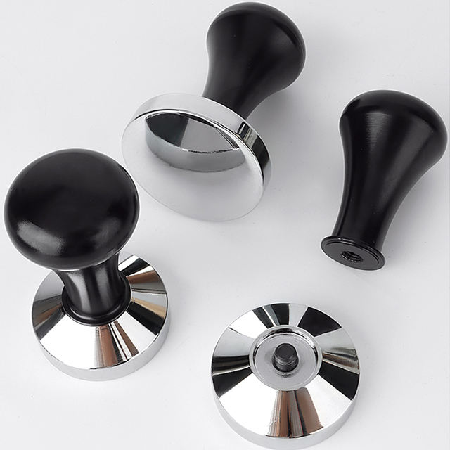 Espresso Tamper Set 51mm-58mm Flat Base Professional Barista Espresso Black Aluminum Alloy Coffee Tamper