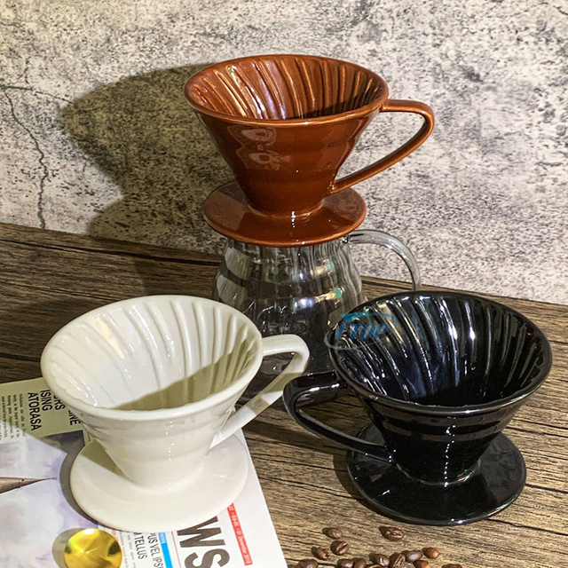 Custom multicolor embossed porcelain v60 coffee filter ceramic pour over coffee dripper