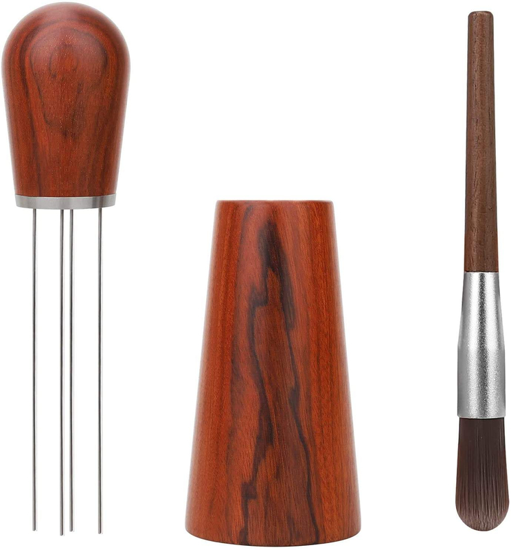 Espresso Coffee Stirrer barista Stirring needle for Espresso Distribution Natural Wood Handle and Stand