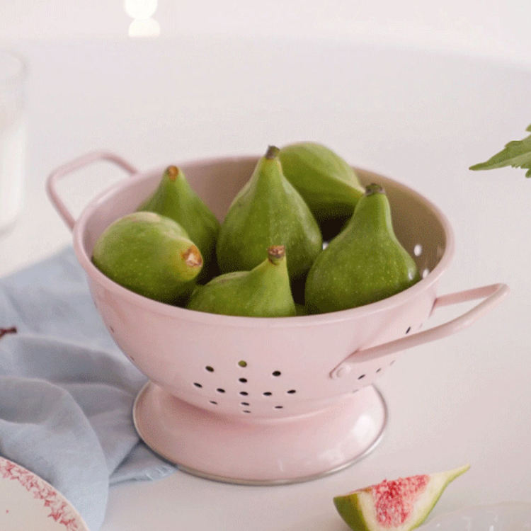 23cm 28cm Enamelware Powder Coated Custom Logo Fruit Food Strainer Enamel Colander With Stainless Steel Rim