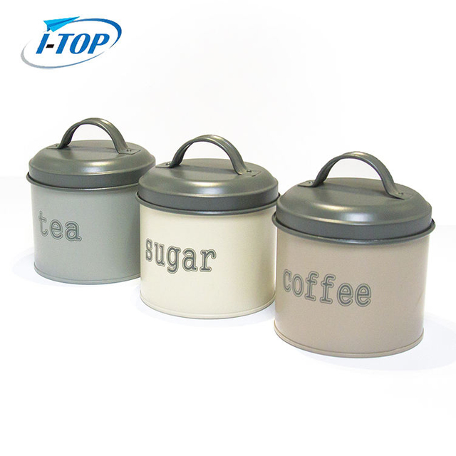Kitchen storage stainless steel tea coffee sugar canister sets with Lid