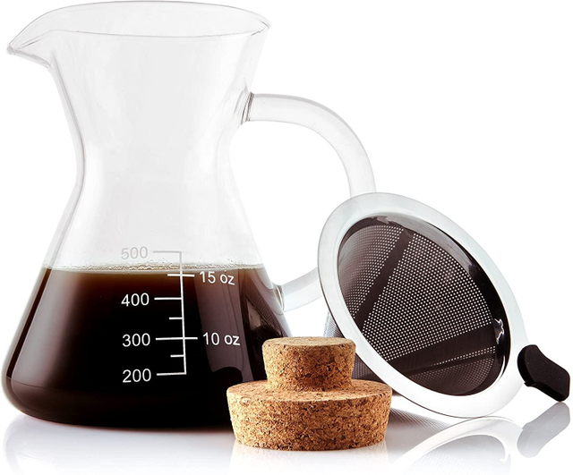Pour Over Coffee Maker Set with Apace Living Filter with Coffee Measuring Cup And Cork Elegant Coffee Dripper with Glass Jug