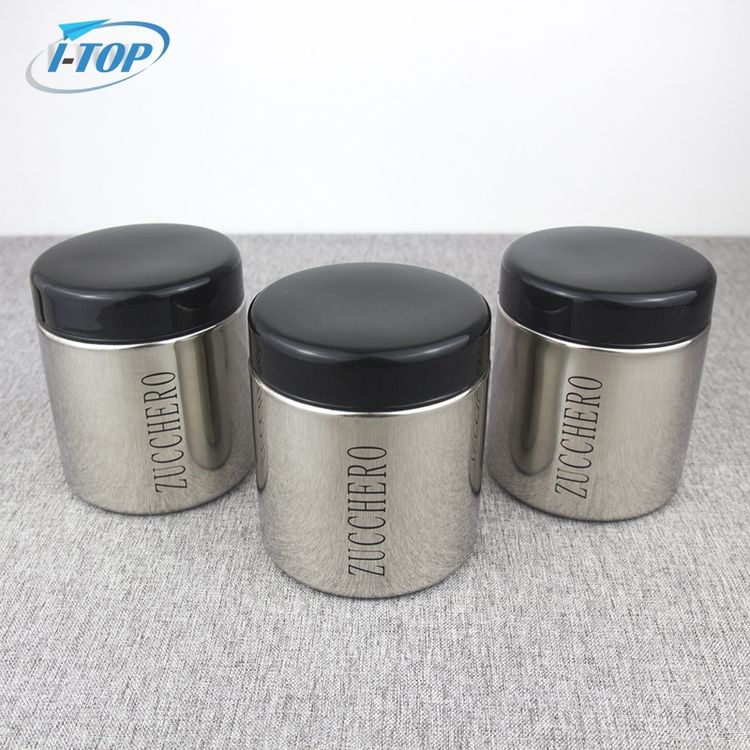 Kitchen Airtight Organizer Jars Sugar Coffee Tea Storage Container Stainless Steel Canister Set