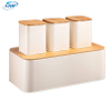 3 Pieces Tea Sugar Coffee Canister Set Storage Jars Kitchen Storage Canister Set with Bamboo Lid