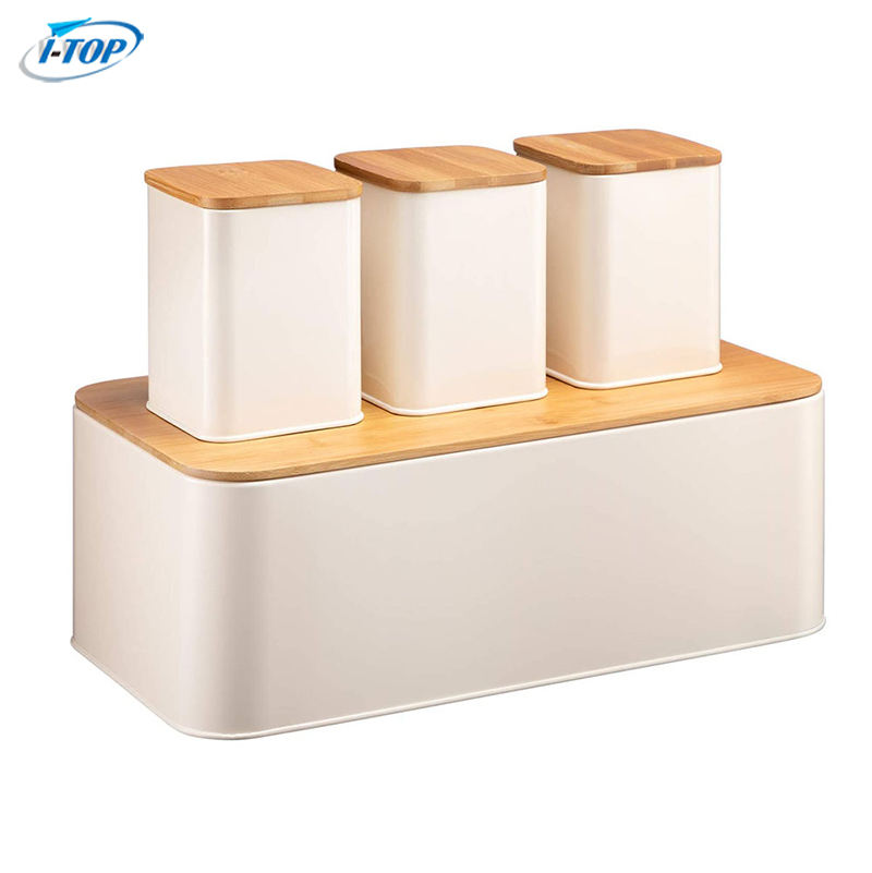 3 Pieces Tea Sugar Coffee Canister Set Storage Jars Kitchen Storage Canister Set with Bamboo Lid
