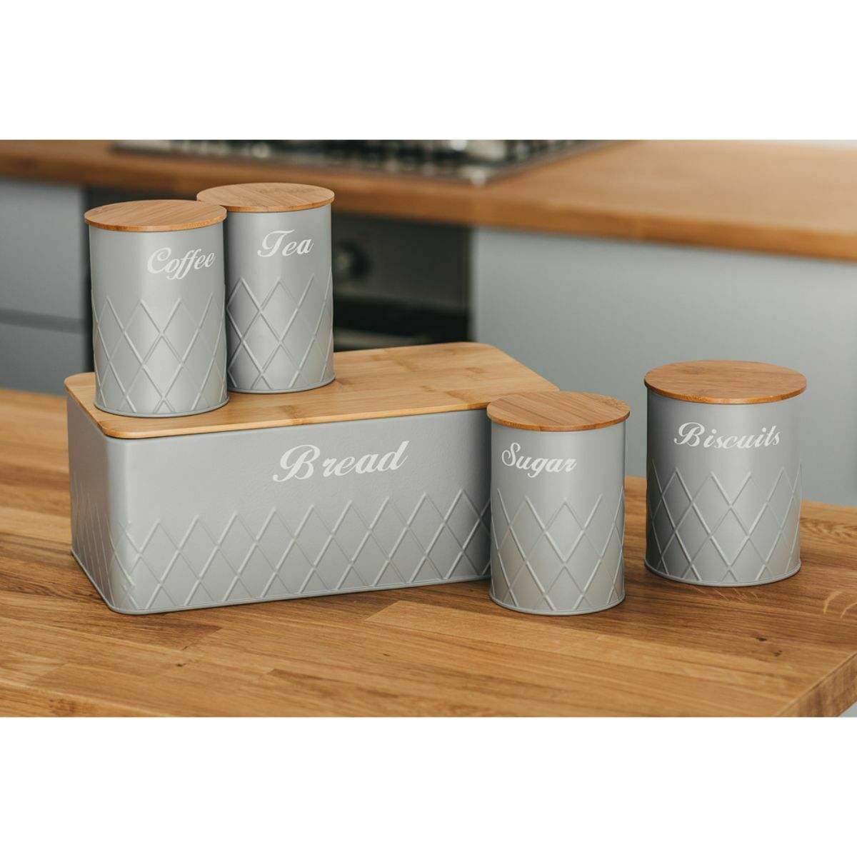 New Arrival Modern Bread Box with coffee tea canister set home kitchen countertop for loaf serving