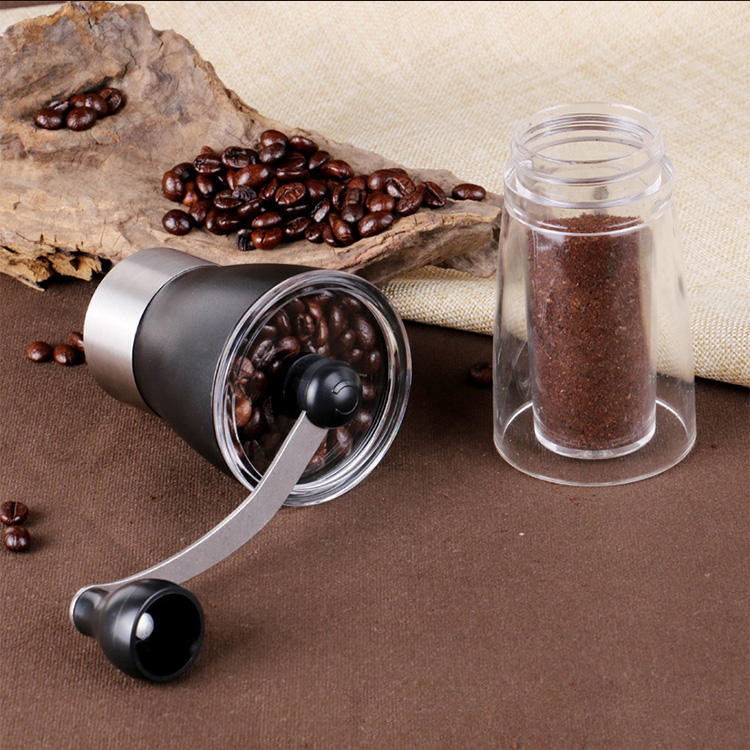 New Stainless Steel Acrylic Plastic Handle Manual Coffee Grinder