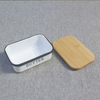 Metal Container Bin with Bamboo Wood Lid for Kitchen Metal Suger Cheese Storage Box Butter Dish