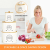 Canister Sets For Kitchen Counter 3 Piece Garlic Potato Onion Keeper Kitchen with Wooden Bamboo Lids