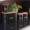 Bread Bin with Bamboo Lid kitchen Matte Black corner metal stainless steel bread box and canisters