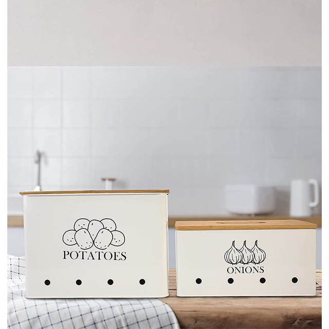 Onions Potatoes and Garlic Storage Box Canisters Set Storage Box